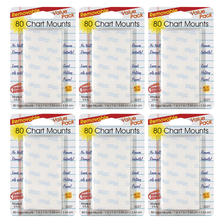 MAGIC MOUNTS Removable Chart Tabs, 1" x 1", 80 Per Pack, PK3 3227